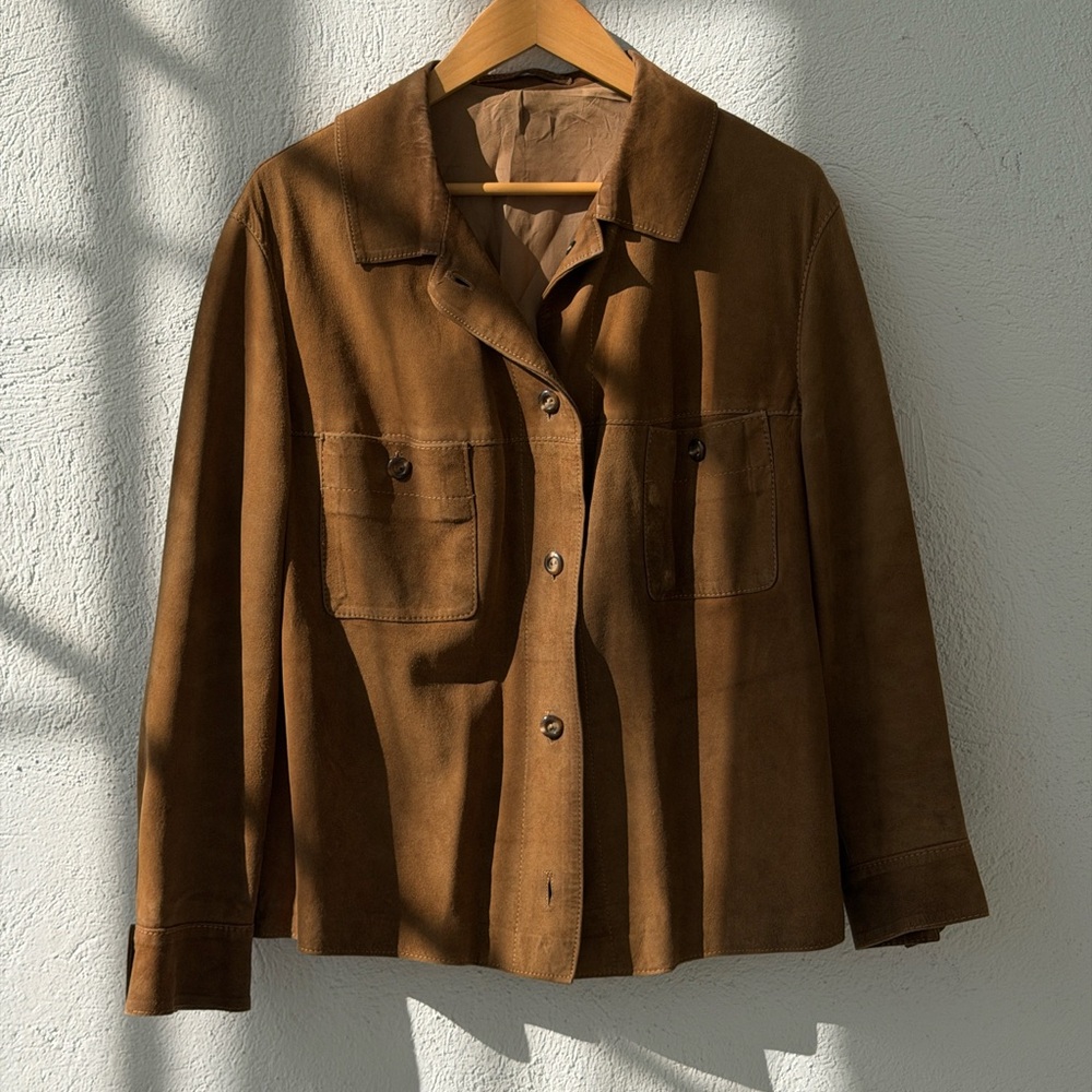 Tan Suede Leather Utility Jacket